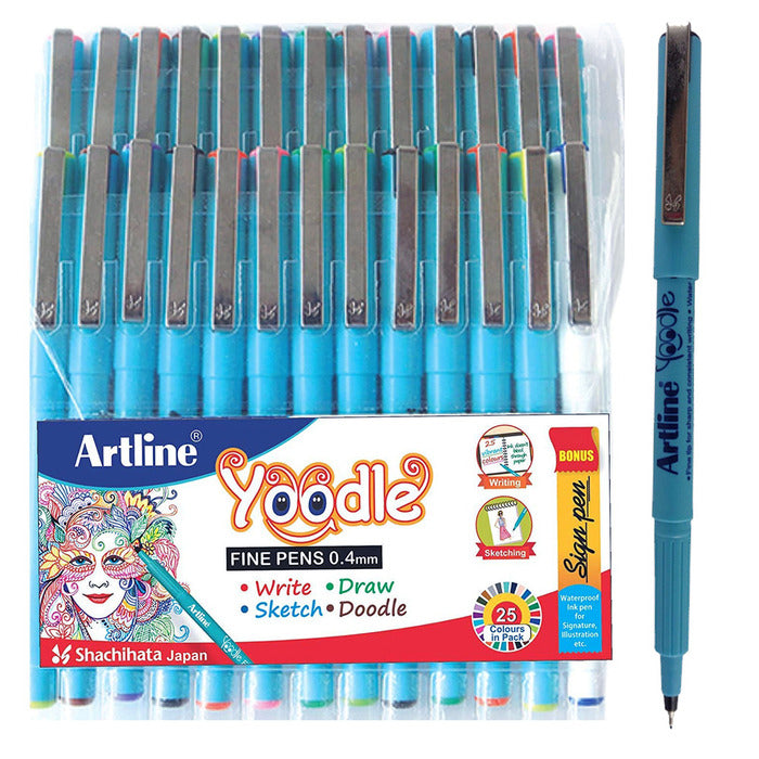 25 COLORS PACK OF ARTLINE YOODLE FINE PENS