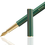 Ystudio | Fountain Pen | Green Hexogon | Classic Revolve | Brass Body | Medium Nib YSTUDIO