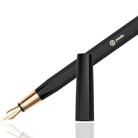Ystudio | Fountain Pen | Resin Series | Acrylic Brass Black | Medium Nib YSTUDIO