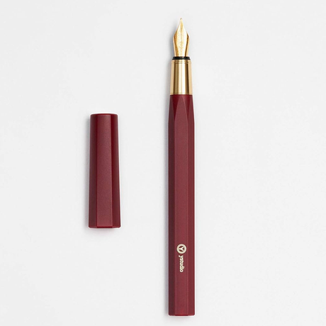 Ystudio | Fountain Pen | Resin Series | Acrylic Brass Red | Medium Nib YSTUDIO