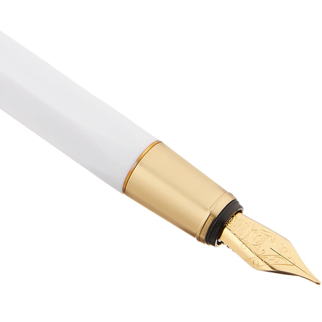 Ystudio | Fountain Pen | Resin Series | Acrylic Brass White | Fine Nib YSTUDIO