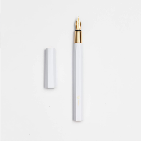 Ystudio | Fountain Pen | Resin Series | Acrylic Brass White | Fine Nib YSTUDIO